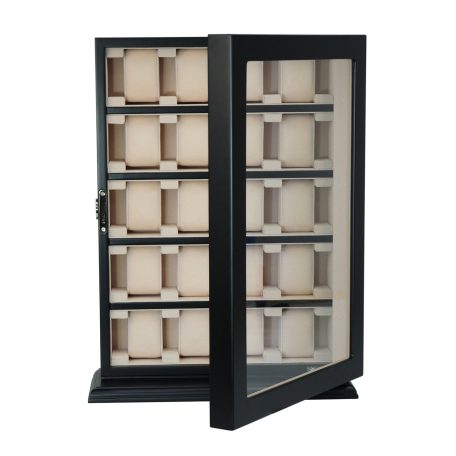 FEKETE FA ÓRATARTÓ VITRIN 20 ÓRÁNAK