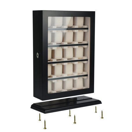 FEKETE FA ÓRATARTÓ VITRIN 20 ÓRÁNAK