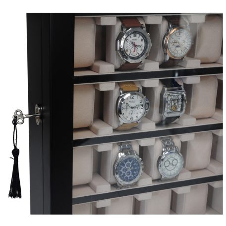 FEKETE FA ÓRATARTÓ VITRIN 20 ÓRÁNAK