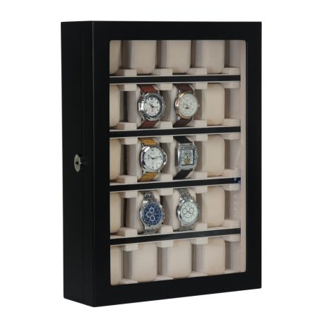 FEKETE FA ÓRATARTÓ VITRIN 20 ÓRÁNAK