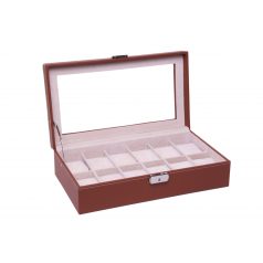 VILÁGOS BARNA VARROTT ÓRATARTÓ DOBOZ 12 ÓRÁHOZ