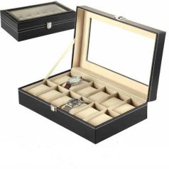 ÓRATARTÓ DOBOZ 12 ÓRÁNAK, FEKETE