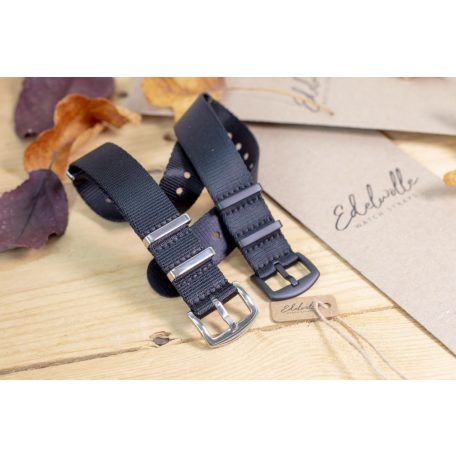 Edelwolle prémium Nato óraszíj, fekete, 20mm