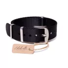 Edelwolle prémium Nato óraszíj, fekete, 22mm