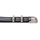 Edelwolle prémium Nato óraszíj, fekete/szürke, 18mm