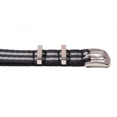 Edelwolle prémium Nato óraszíj, fekete/szürke, 18mm