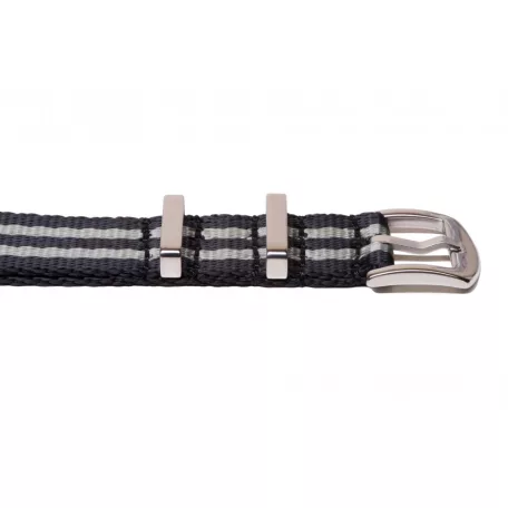 Edelwolle prémium Nato óraszíj, fekete/szürke, 18mm