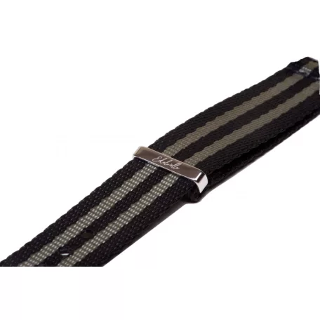 Edelwolle prémium Nato óraszíj, fekete/szürke, 18mm