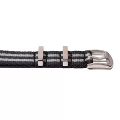 Edelwolle prémium Nato óraszíj, fekete/szürke, 20mm