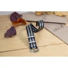 Edelwolle prémium Nato óraszíj, fekete/szürke, 20mm