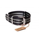 Edelwolle prémium Nato óraszíj, fekete/szürke, 22mm