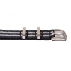 Edelwolle prémium Nato óraszíj, fekete/szürke, 22mm