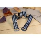 Edelwolle prémium Nato óraszíj, fekete/szürke, 22mm