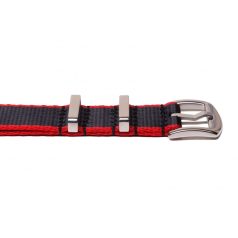 Edelwolle prémium Nato óraszíj, fekete/piros, 18mm