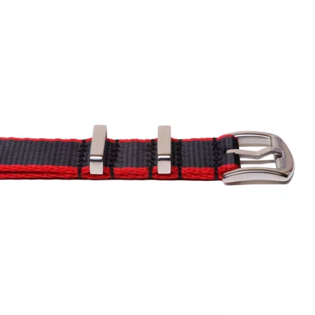 Edelwolle prémium Nato óraszíj, fekete/piros, 18mm