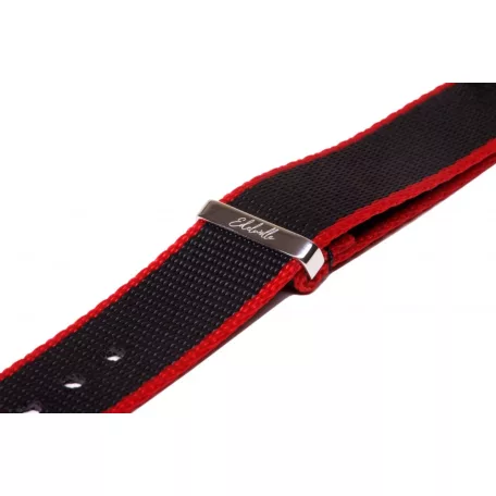 Edelwolle prémium Nato óraszíj, fekete/piros, 18mm