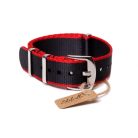 Edelwolle prémium Nato óraszíj, fekete/piros, 20mm