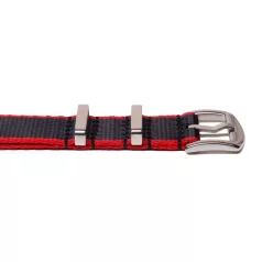Edelwolle prémium Nato óraszíj, fekete/piros, 20mm