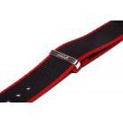 Edelwolle prémium Nato óraszíj, fekete/piros, 20mm