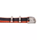 Edelwolle prémium Nato óraszíj, fekete/narancs, 18mm