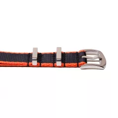 Edelwolle prémium Nato óraszíj, fekete/narancs, 20mm