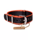 Edelwolle prémium Nato óraszíj, fekete/narancs, 22mm