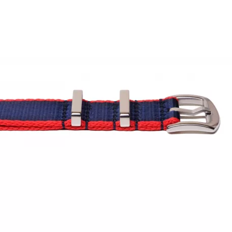 Edelwolle prémium Nato óraszíj, sötétkék/piros, 20mm