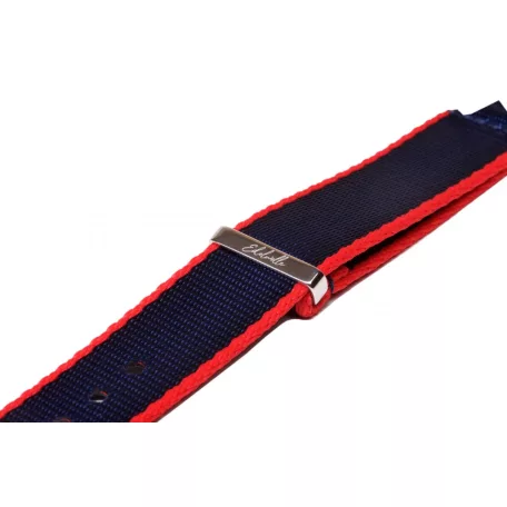 Edelwolle prémium Nato óraszíj, sötétkék/piros, 20mm