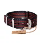 Edelwolle prémium Nato óraszíj, fekete/piros/zöld, 18mm