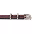 Edelwolle prémium Nato óraszíj, fekete/piros/zöld, 18mm