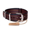 Edelwolle prémium Nato óraszíj, fekete/piros/zöld, 22mm