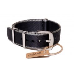 Edelwolle prémium Nato óraszíj, fekete/szürke, 18mm
