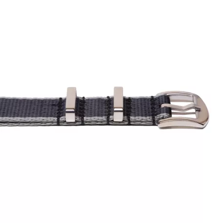 Edelwolle prémium Nato óraszíj, fekete/szürke, 18mm