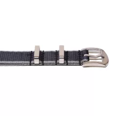 Edelwolle prémium Nato óraszíj, fekete/szürke, 20mm