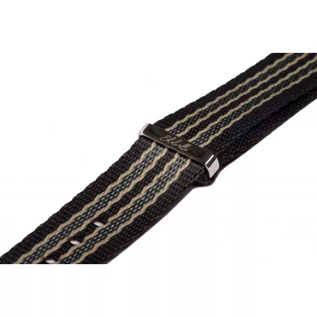 Edelwolle prémium Nato óraszíj, fekete/bézs/szürke, 20mm