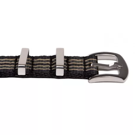 Edelwolle prémium Nato óraszíj, fekete/bézs/szürke, 20mm