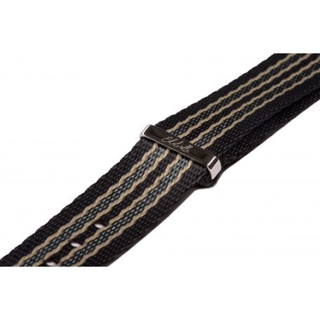 Edelwolle prémium Nato óraszíj, fekete/bézs/szürke, 22mm