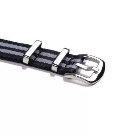 Edelwolle prémium kétrészes Nato óraszíj, fekete/szürke, 20mm