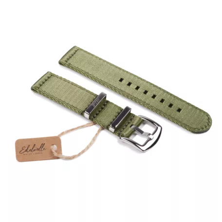 Edelwolle prémium kétrészes Nato óraszíj, military zöld, 22mm
