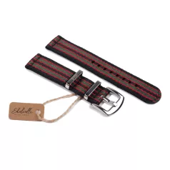  Edelwolle prémium kétrészes Nato óraszíj, fekete/piros/zöld, 20mm