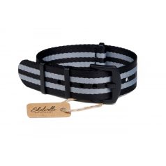   Edelwolle Black prémium Nato óraszíj, fekete/szürke, 18mm