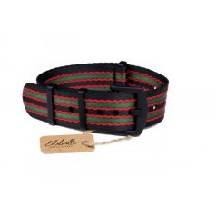   Edelwolle Black prémium Nato óraszíj, fekete/piros/zöld, 18mm