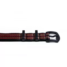   Edelwolle Black prémium Nato óraszíj, fekete/piros/zöld, 20mm
