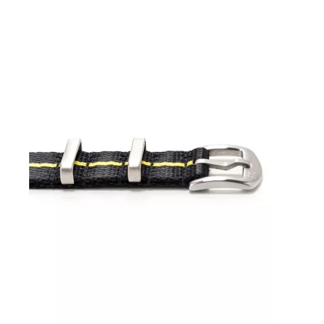 WB Original prémium Nato óraszíj, fekete/sárga, 20mm