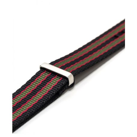 WB Original prémium Nato óraszíj, fekete/piros/zöld, 22mm