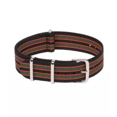 NATO SZÍJ, FEKETE/PIROS/ZÖLD, 22MM