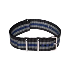 NATO SZÍJ, FEKETE/SZÜRKE/KÉK, 22MM