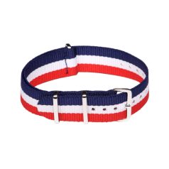 NATO SZÍJ, KÉK/FEHÉR/PIROS, 18MM
