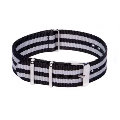 NATO SZÍJ, FEKETE/HALVÁNY SZÜRKE 22MM