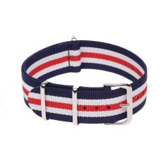 NATO SZÍJ, SÖTÉTKÉK/FEHÉR/PIROS, 18MM